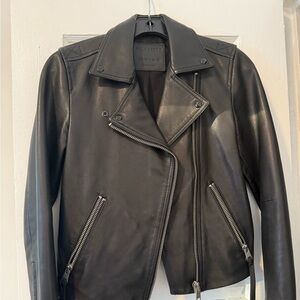All saints black leather jacket